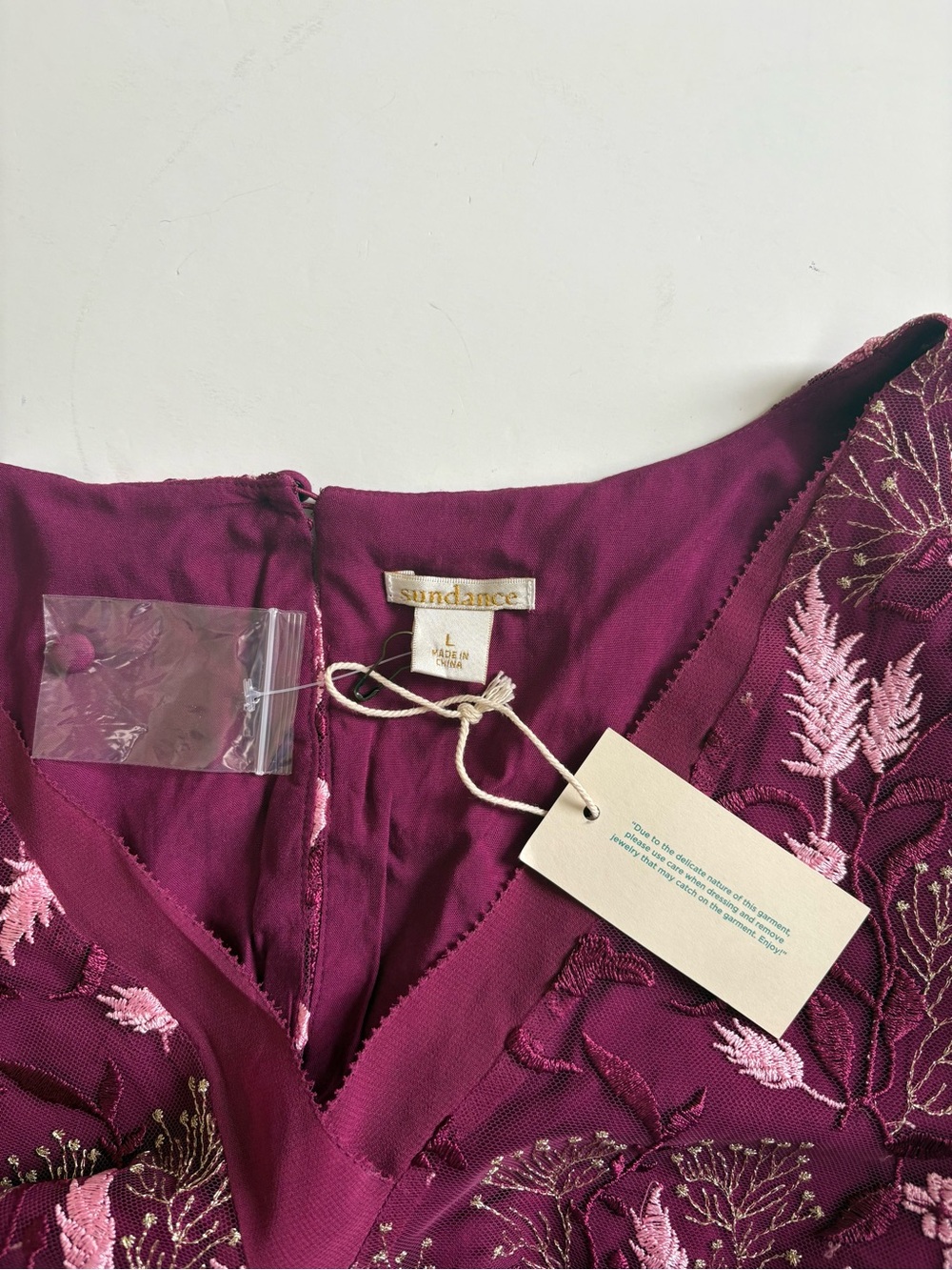 Sundance Seine Moonlight Dress Size Large Raspberry Embroidered New with Tags - Picture 3 of 8